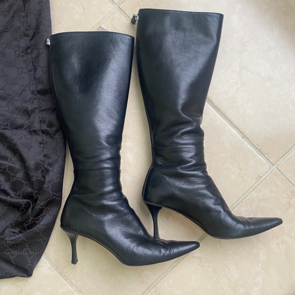 Black Knee High Gucci Boots Authentic